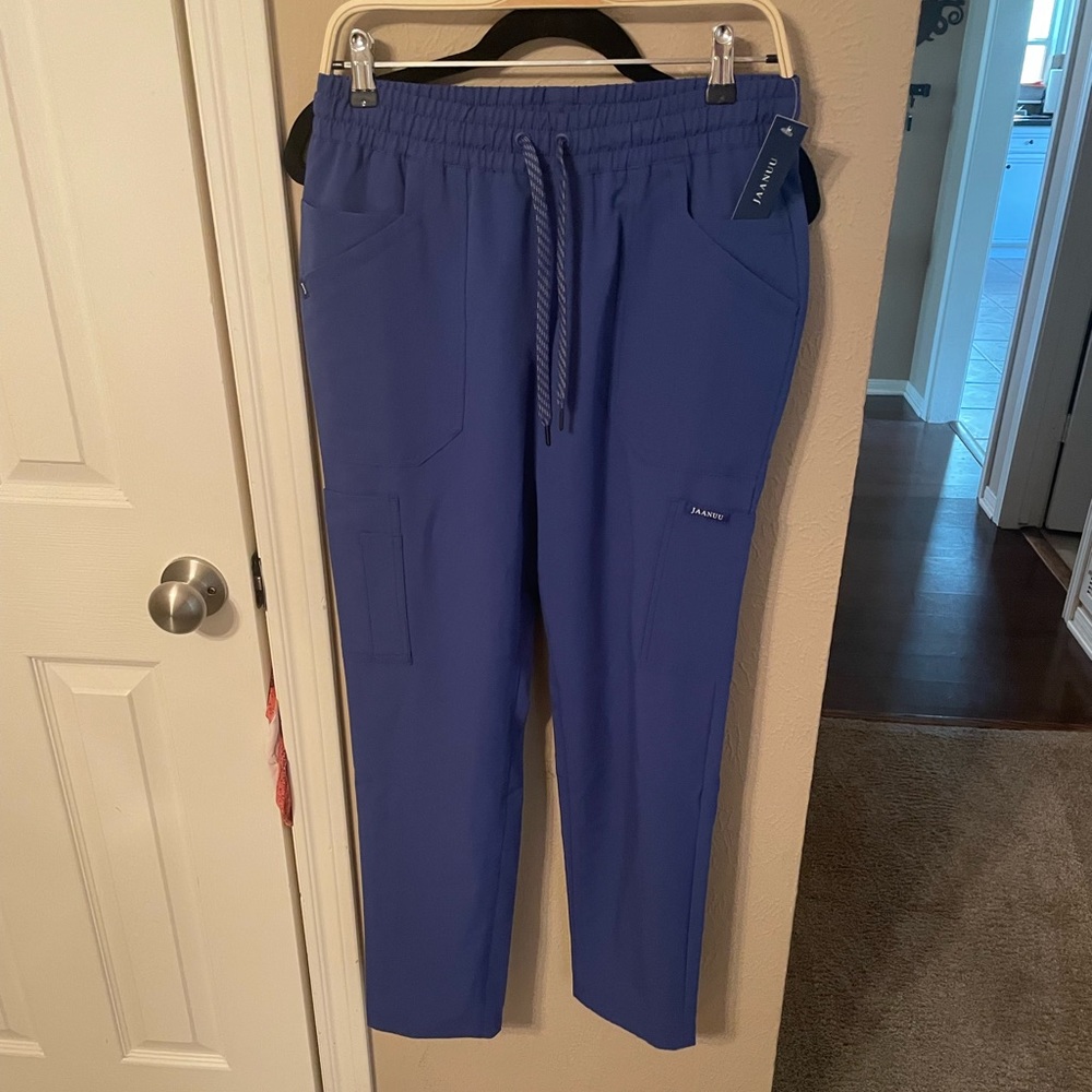 Jaanuu Galaxy Blue Straight Leg Scrub Pant Size Small NWT